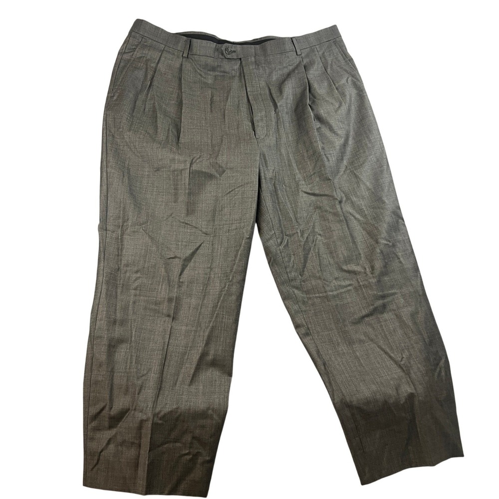 Hart Schaffner Marx‎ Men Pleated Dress Pants Gray Wool Blend Classic Fit Size